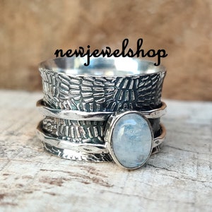 Moonstone Ring, Spinner Ring, 925 Sterling Silver, Customise Stone Ring, Meditation Ring, Statement Ring, Moonstone Jewelry, Gift For Her