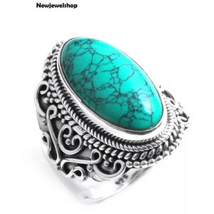 Turquoise Ring, Gemstone Ring, Band Ring,925 Silver Ring, Handmade Ring, Boho Ring, Designer Ring, Women Ring, GiftFor Her, Anniversary Ring