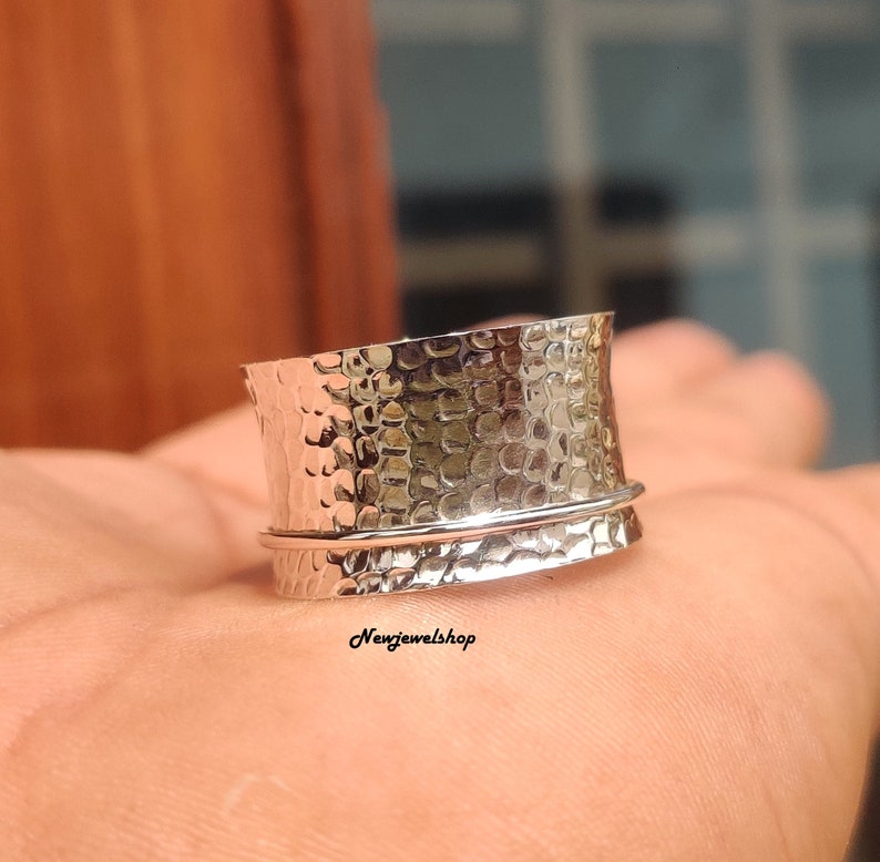 Anxiety Ring Handmade Ring Silver Spinner Worry Ring Spinner Ring Gift For Her Fidget Ring Silver Band Spinner Meditation Ring