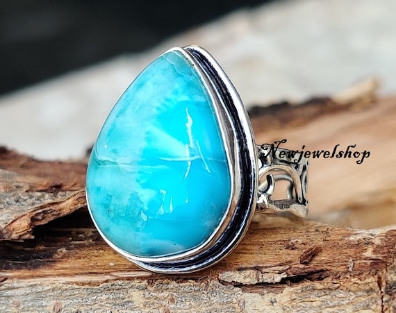 Oval Larimar Swirl Band Ring Oval Larimar Swirl Band Ring