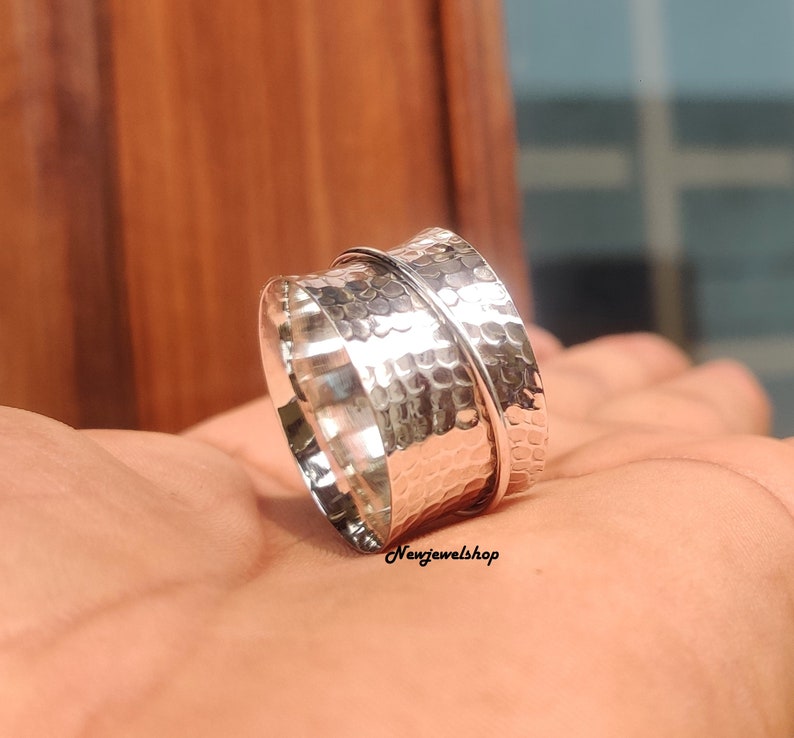 Anxiety Ring Handmade Ring Silver Spinner Worry Ring Spinner Ring Gift For Her Fidget Ring Silver Band Spinner Meditation Ring