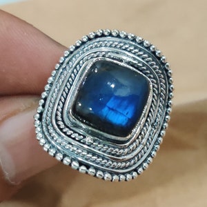 Blue Labradorite Ring, 925 Sterling Silver Ring, Handmade Ring, For Women, Designer Silver Ring, Labradorite Jewelry