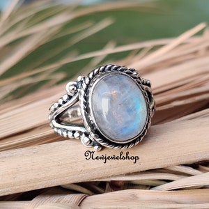 Moonstone Ring, Silver Band Ring, 925 Sterling Silver, Handmade Ring, Gemstone Ring, Boho Ring, Anniversary Ring, Women Ring, Gift For Her