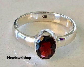 Anillo de granate, anillo de plata 925, anillo de plata, anillo llamativo, anillo hecho a mano, anillo de piedras preciosas, anillo bohemio, anillo de granate, anillo para mujer, regalo