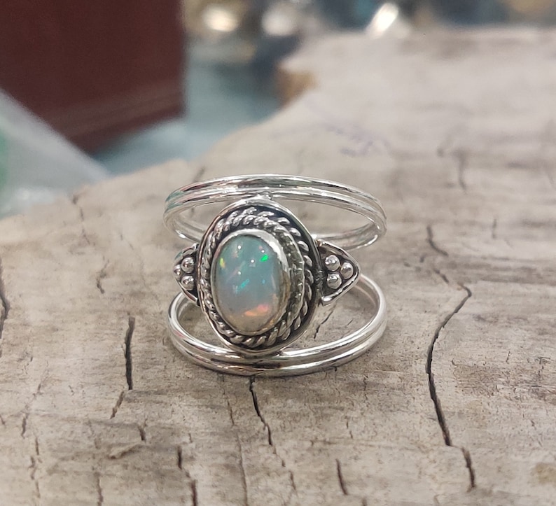 Boho Ring Handmade Ring Natural Opal Designer Ring Gift For Her Ring Gemstone Ring Opal Ring Fire Opal Jewelry 925 Silver Ring