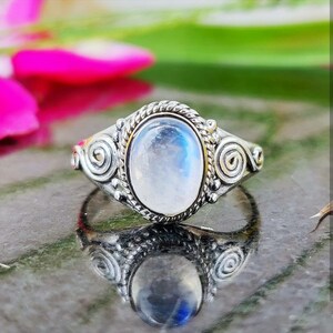 Rainbow Moonstone Ring, 925 Silver Ring, Gemstone Ring, Designer Ring, Boho Ring, Texture Ring, Handmade Ring, Women Ring, Gift For Her,