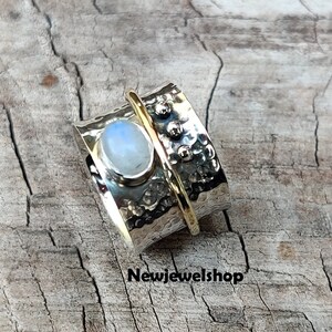 Moonstone Ring, Thumb Ring, Fidget Ring, Moonstone Jewelry, Spinner Ring, Worry Ring, Sterling Silver Ring, Personalized Ring, Gift For Her
