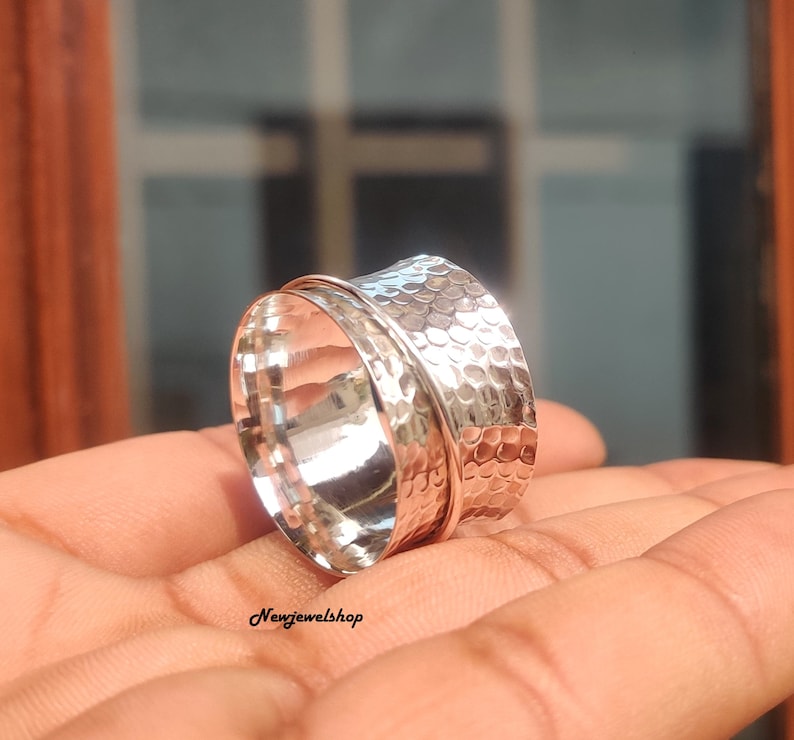 Anxiety Ring Handmade Ring Silver Spinner Worry Ring Spinner Ring Gift For Her Fidget Ring Silver Band Spinner Meditation Ring