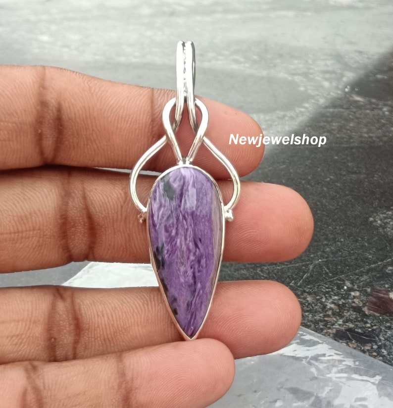 Charoite Pendant, 925 Silver Pendant, Festival Items, Handmade Pendant, Meditation Pendant, Amazing Items, Confidence, Wealth, Success, image 9