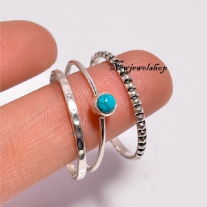 Turquoise Ring ,Stacking Rings, 925 sterling silver Ring ,Stackable Ring Set, Stackable Ring, Layering Ring, Stack Rings, Stacking Ring