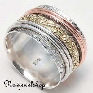 Spinner Ring, 925 Silver Ring, Anxiety Ring, Fidget Ring, Worry Ring, Thumb Ring,  Promise Ring, Meditation Ring, Women Ring, Gift For Her