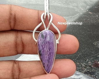 Charoite Pendant, 925 Silver Pendant,  Festival Items, Handmade Pendant, Meditation Pendant, Amazing Items, Confidence, Wealth, Success,