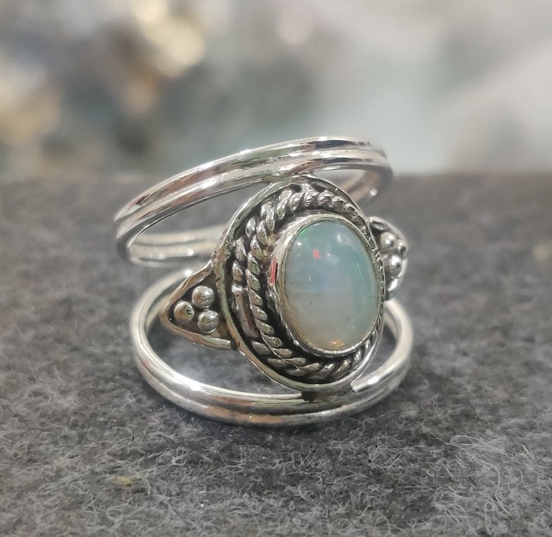 Boho Ring Handmade Ring Natural Opal Designer Ring Gift For Her Ring Gemstone Ring Opal Ring Fire Opal Jewelry 925 Silver Ring