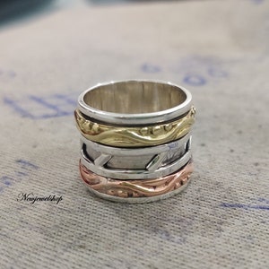 Spinner Ring, Anxiety Ring, Worry Ring, 925 Silver Ring, Thumb Ring, Boho Ring, Texture Ring, Band Ring, Women Ring, Gift For Her Ring