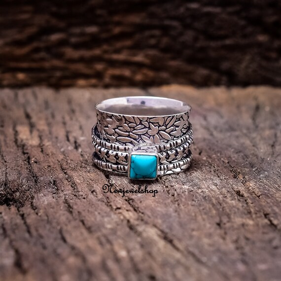 Turquoise Ring, Spinner Ring, 925 Silver Ring, Gemstone Ring