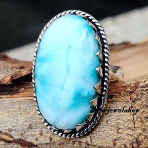 Larimar Ring ,Band Ring, 925 Sterling Silver, Anniversary Ring , Silver Ring, Gemstone  Ring , Woman Ring, Meditation Ring ,Gift For Her