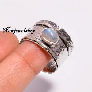 Moonstone Ring, Spinner Ring, 925 Sterling Silver, Customise Stone Ring, Meditation Ring, Statement Ring, Moonstone Jewelry, Gift For Her