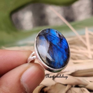 Labradorite Ring, Silver Band Ring, 925 Sterling Silver, Handmade Ring, Labradorite Jewelry, Gemstone Ring, Women Ring, Gift For Her