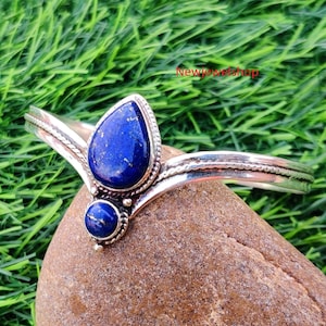 Genuine Lapis Lazuli, Pure 925 Sterling Silver, Handmade Jewelry, Dabal Stone Bracelet,Mental Health Confidence.Emotional Bracelet,