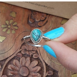 Turquoise Ring, 925 Silver Ring, Handmade Ring, Gemstone Ring, Turquoise Jewelry, Boho Ring, Silver Band, Designer Band, Gift For Her
