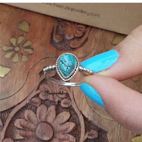 Turquoise Ring, 925 Silver Ring, Handmade Ring, Gemstone Ring, Turquoise Jewelry, Boho Ring, Silver Band, Designer Band, Gift For Her