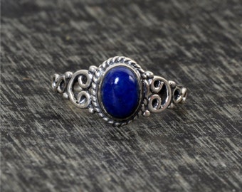 Lapis Lazuli Ring, 925 Sterling Silver, Oval Lapis Ring, Gemstone Ring, Women Rings, Blue Lapis Ring, Lapis Ring, Handmade Ring, Gift Ring