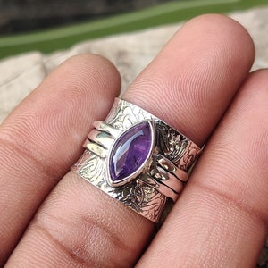 Amethyst Ring, Band Ring, 925 Sterling Silver, Gemstone Ring, Handmade Ring, Popular Ring, Promised Ring,  Women Ring, Gift For Her