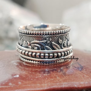 Spinner Ring, 925 Silber Ring, Angst Ring, Fidget Ring, Sorgen Ring, Versprechen Ring, Meditation Ring, Frauen Ring, Geschenk für sie, Geschenk Ring