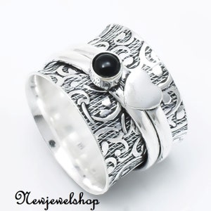 Black Onyx Ring, Spinner Ring, 925 Silver Ring, Handmade Ring, Anxiety Ring, Fidget Ring,  Promise Ring, Meditation Ring, Women Ring, Gift
