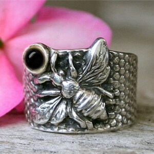 Black Onyx Ring, Bee Ring, Popular Ring,925  Silver Ring, Gemstone Ring, Handmade Ring, Designer Ring,Women Ring, Gift For Her, Onyx Jewelry