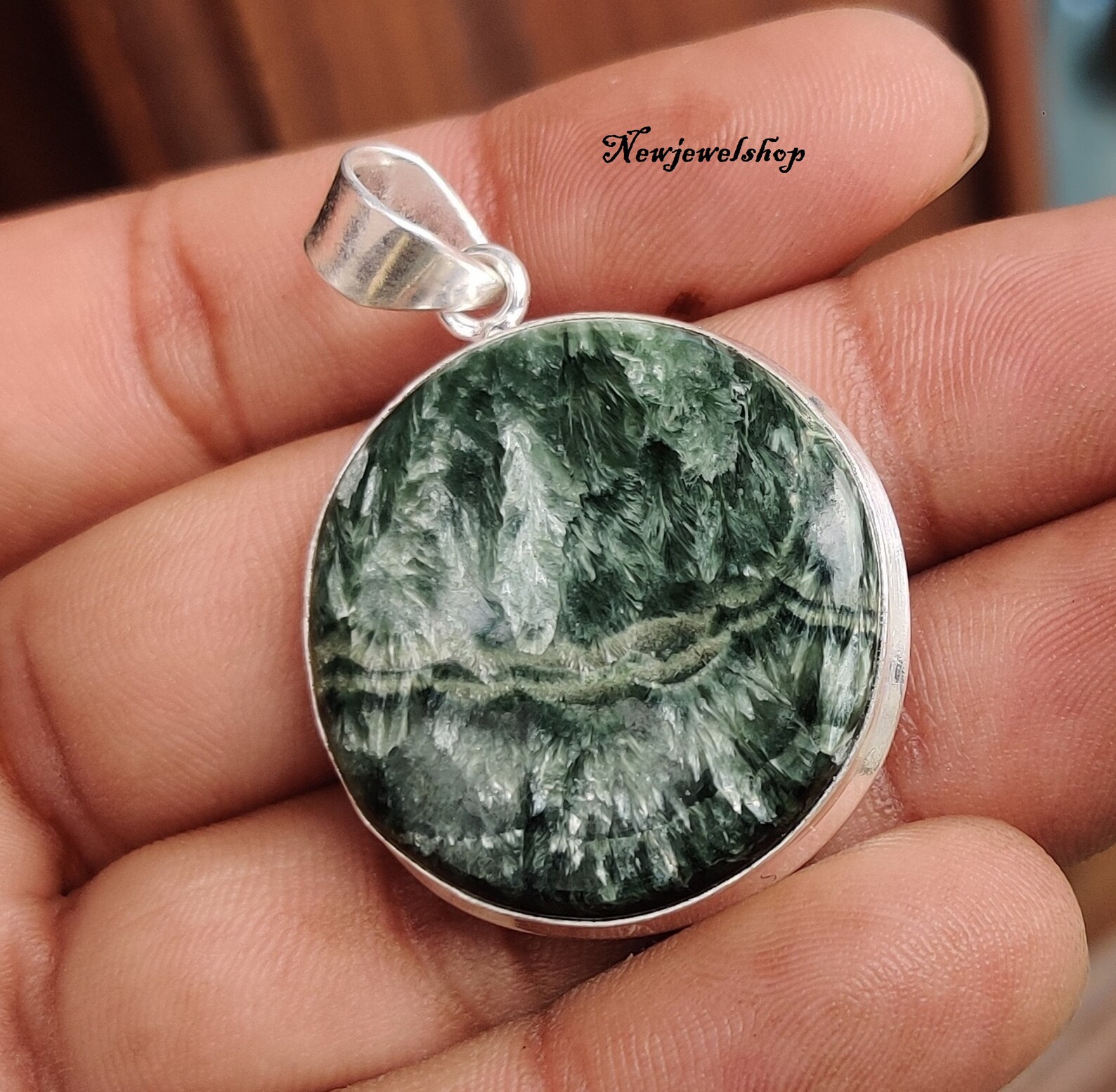 Serpentine Pendant 925 Silver Pendant Statement Pendant Etsy