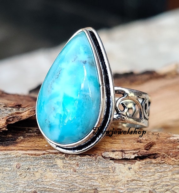 Larimar Ring, 925 Sterling Silver Ring, Handmade Ring, Larimar