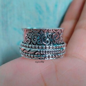 Spinner Ring, 925 Silver Ring, Anxiety Ring, Fidget Ring, Worry Ring, Promise Ring, Meditation Ring, Women Ring, Gift For Her, Gift Ring