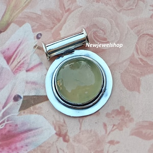 925 Pure Sterling Silver, Genuine Prehnite  Stone, Empowerment Pendant, Astrological Stone, Handmade Pendant, Confidence, Wealth, Success,