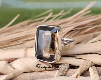 Smoky Ring, 925 Sterling Silver, Silver Band Ring, Handmade Ring, Quartz Jewelry, Popular Ring, Women Ring, Gift For Her