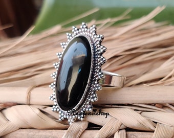 ブラックオニキス カボション モダン 925 シルバー ヴィンテージ リング 1 GYPPHY - RECTANGLE BLACK ONYX RING / レクタングル ブラック