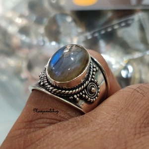 Blue Labradorite Ring, 925 Sterling Silver Ring, Handmade Ring, Ring For Women, Plain Silver  Ring, Gemstone Ring, Labradorite Jewelry