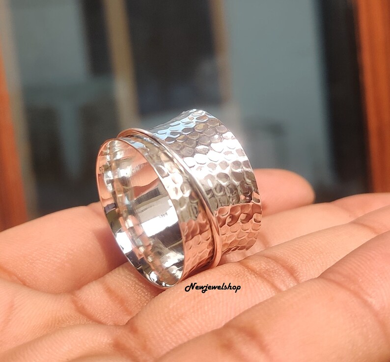 Anxiety Ring Handmade Ring Silver Spinner Worry Ring Spinner Ring Gift For Her Fidget Ring Silver Band Spinner Meditation Ring