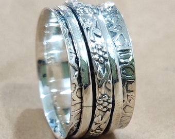 Spinner Ring, 925 Silver Ring, Anxiety Ring, Fidget Ring, Worry Ring, Promise Ring, Meditation Ring, Women Ring, Gift For Her, Gift Ring