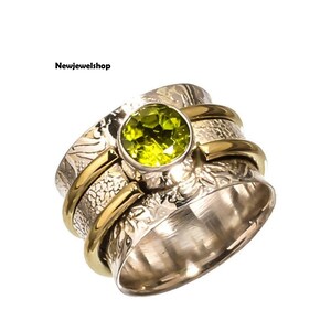 Peridot Ring, Handmade Ring, Band Ring, Anxiety Ring, Fidget Ring, 925 Silver Ring, Promise Ring, Meditation Ring, Women Ring, Gift For Her