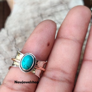 Turquoise Ring, 925 Silver Ring, Spinner Ring, Handmade Ring, Anxiety Ring, Fidget Ring, Promise Ring, Meditation Ring, Women Ring, Gift Her