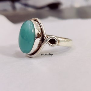 Larimar Ring, Silver Band Ring, 925 Sterling Silver, Gemstone Ring, Designer Ring, Antique Ring, Anniversary Ring, Women Ring, Gift For Her