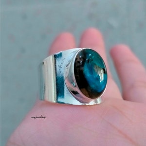 Labradorite Ring, Silver Band Ring, 925 Sterling Silver, Handmade Ring, Labradorite Jewelry, Gemstone Ring, Women Ring, Gift For Her