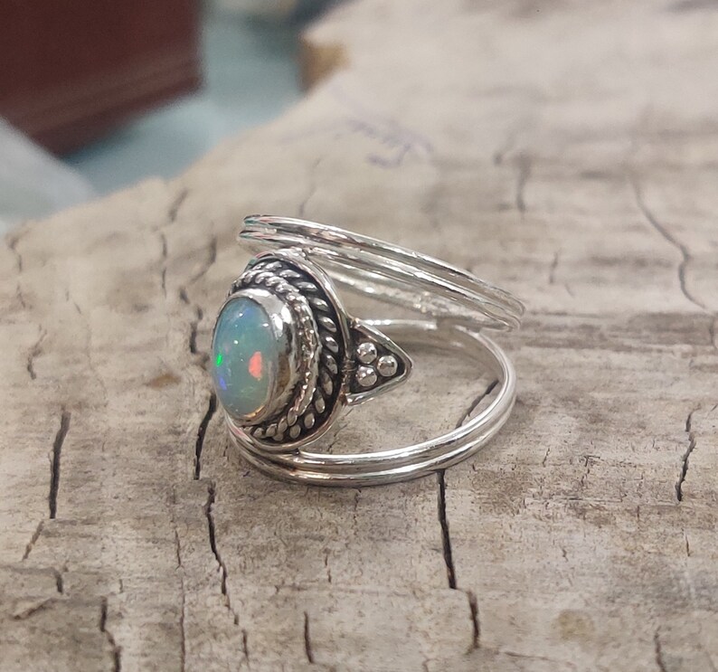 Boho Ring Handmade Ring Natural Opal Designer Ring Gift For Her Ring Gemstone Ring Opal Ring Fire Opal Jewelry 925 Silver Ring