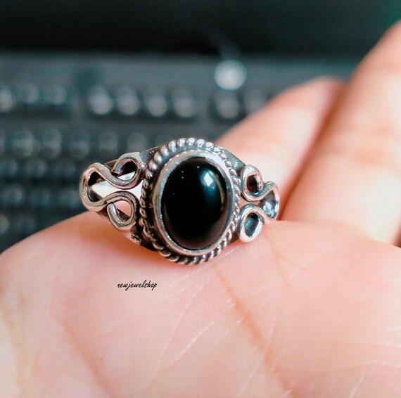 Black Onyx Ring 925 Sterling Silver Designer Ring Boho Ring Texture Ring Handmade Ring Gift for Her Black Onyx Gemstone Ring Etsy