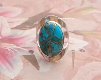 Genuine Blue Copper Turquoise Stone, Pure Sterling Silver, Handmade Ring, Astrological Ring, Empowerment Ring, Occasion, Festival Items,