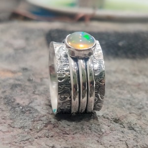 Spinner Ring, Opal Meditation Ring, Opal Silver Ring, 925 Sterling Silver, Natural Opal Ring, Promised  Ring, Anxiety Ring, Gift For Her