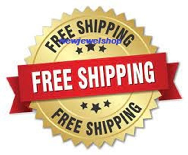 May include: A gold starburst with the text "FREE SHIPPING" in black lettering. The starburst has a red ribbon with the text "FREE SHIPPING" in white lettering.