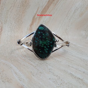 Turquesa tibetana genuina, plata de ley 925, hermoso brazalete, brazalete increíble, confianza, riqueza, éxito, asertividad, piedra brillante,