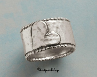 Herz Ring, 925 Silber Ring, Spinner Band, Handgemachter Ring, Versprochen Ring, Designer Ring, Jubiläum Ring, Perfekte Ring Für Geschenk, Frauen Ring